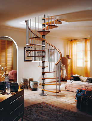 Gamia Wood Silver Grey Spiral stairs
