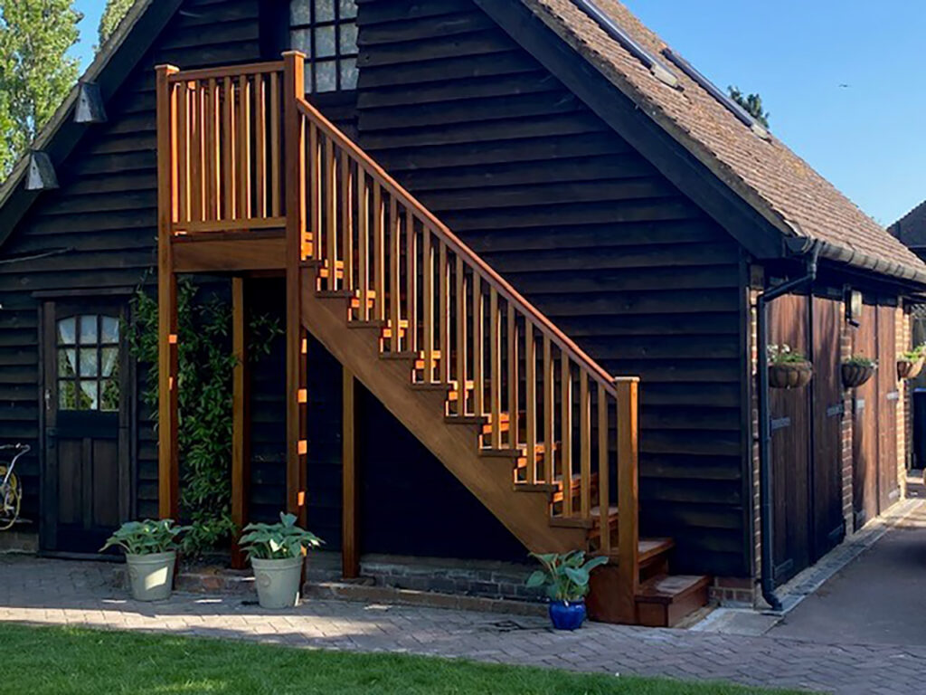 iroko hardwood external staircase