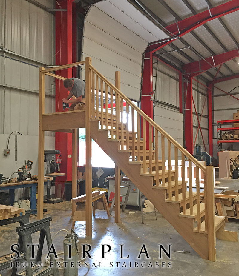 stairs outside garage wooden workshop assembly