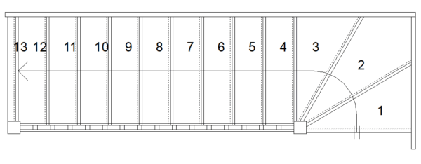 bottom winder staircase plan drawing layout