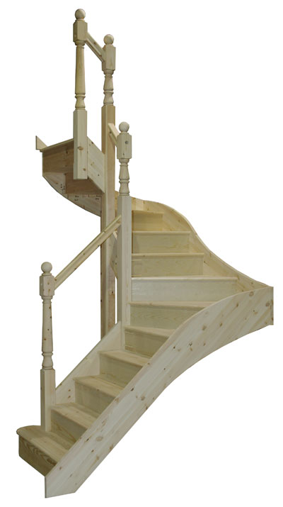 Pine double winder staircase