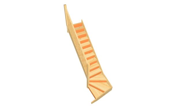 left turning winder staircase in pine