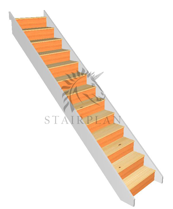 pine straight staircase white stringers