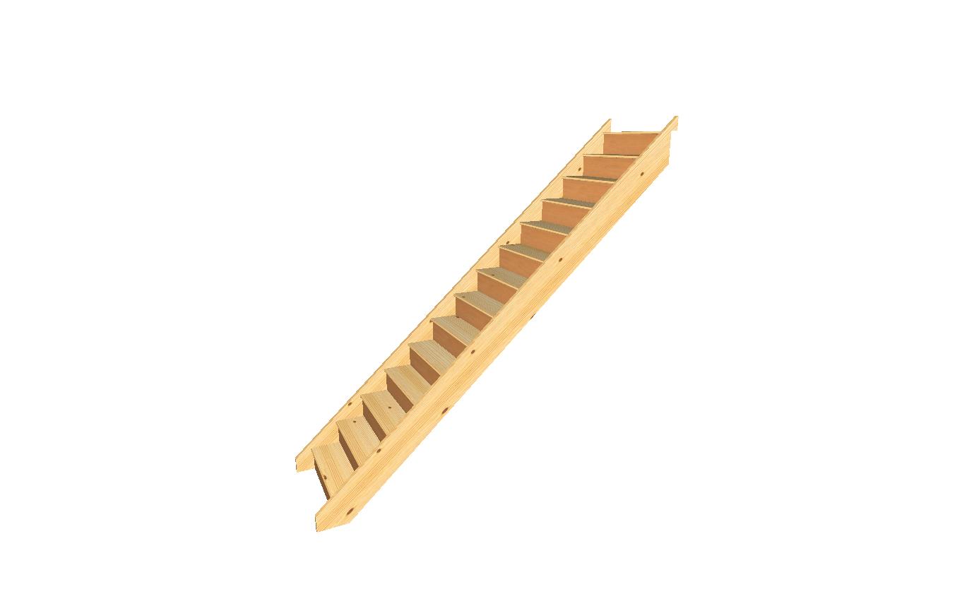 15 riser flight of wooden stairs