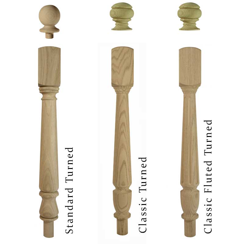 Oak Turned newel post options