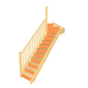 pine wooden staircase left hand top winder