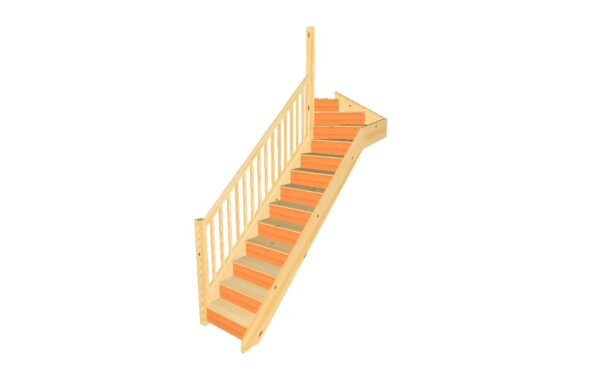 pine wooden staircase left hand top winder