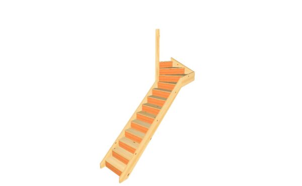 Pine left turn top winder flight of stairs