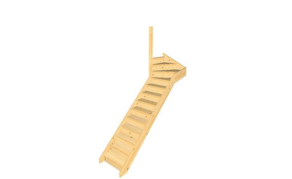 Solid Pine Left hand winder staircase flight top