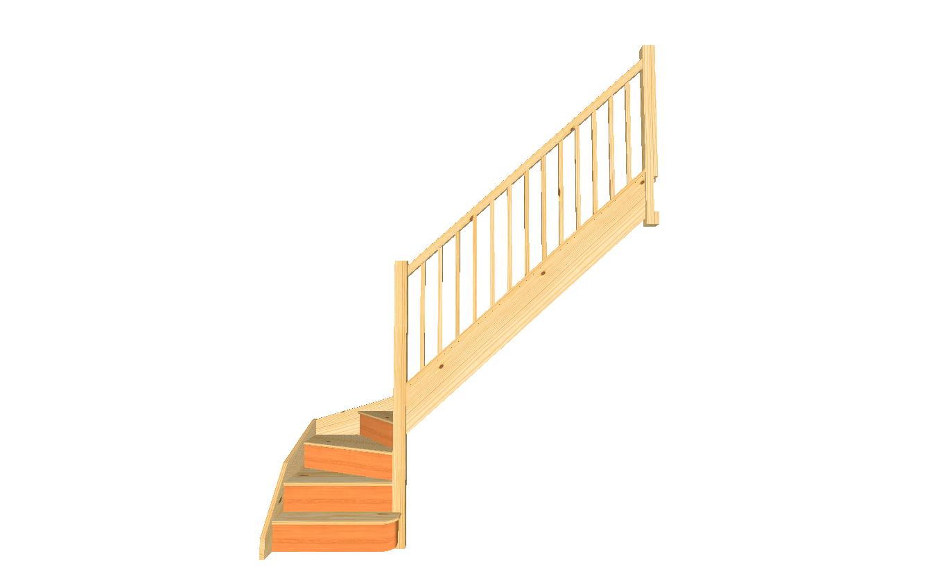 right turning staircase in pine