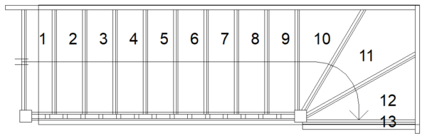 stair plan drawing right hand winder top