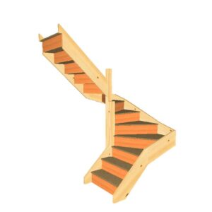 S2W3W34N left hand winder staircase 3D view with no handrails