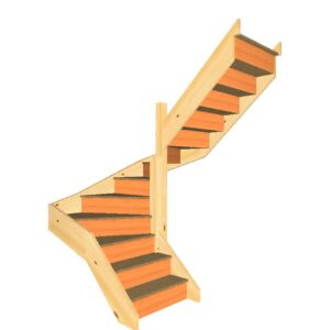 S2W3W34N right hand winder staircase 3D view with no handrails
