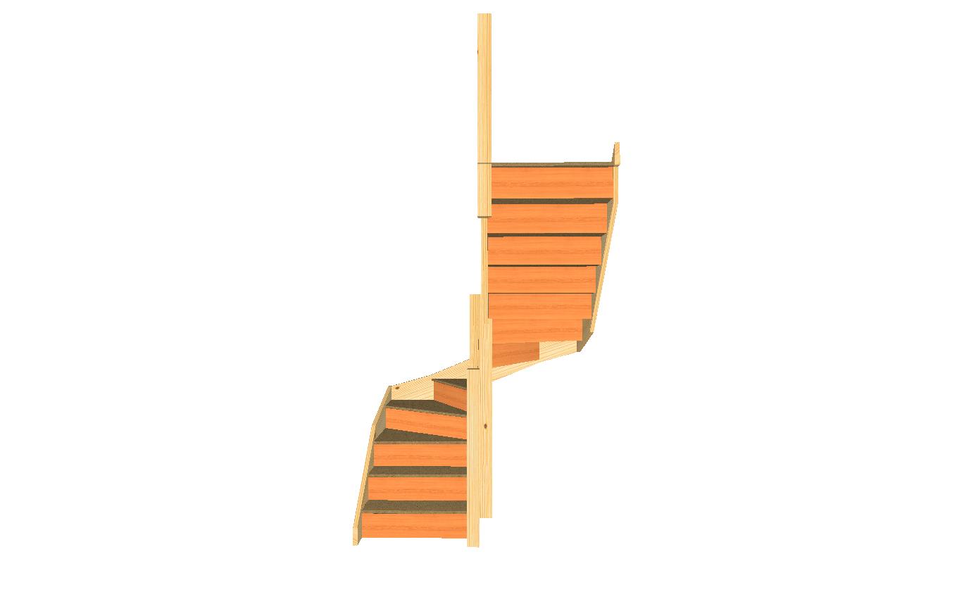 S2W3W34N right hand double kite winder staircase with balustrade and handrail