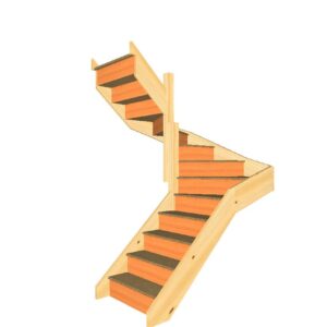 S4W3W32N left hand double winder staircase 3D view best 3d view