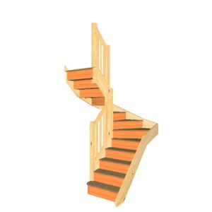 S4W3W32N left hand winding staircase with handrail and balustrade 3D view