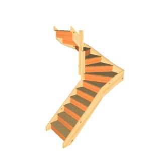 S5W3W31N left hand compact winding staircase with no handrails 3D view