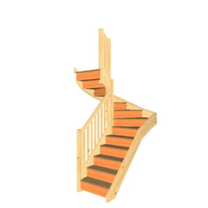 S5W3W31N left hand compact winding staircase with handrail and balustrade 3D view