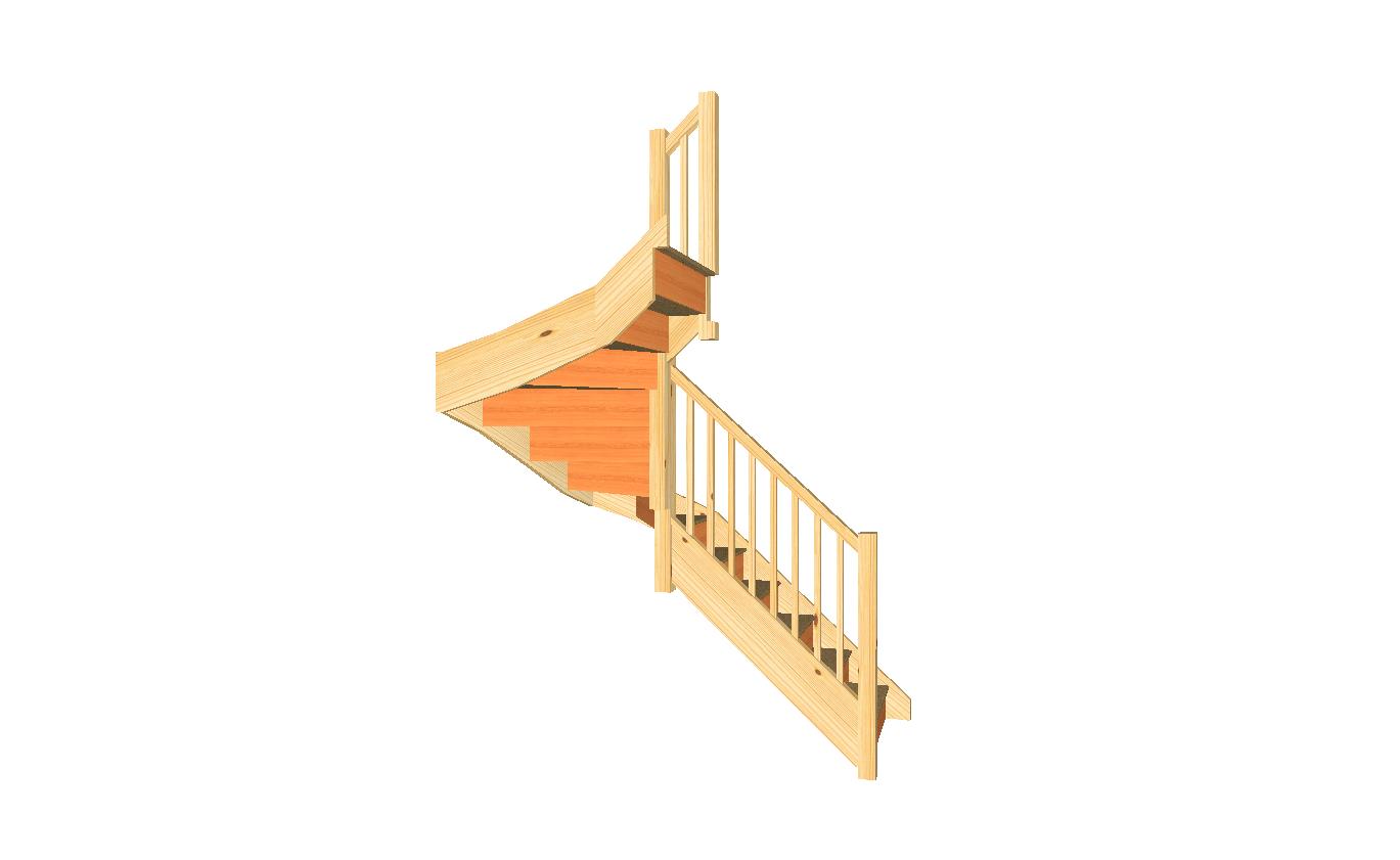 S5W3W31N left hand multi winder staircase compact layout with handrail