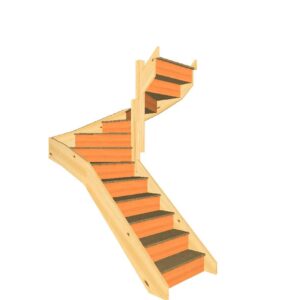 S5W3W31N right hand compact winding staircase with no handrails 3D view