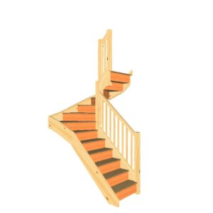 S5W3W31N right hand compact winding staircase with handrail and balustrade 3D view