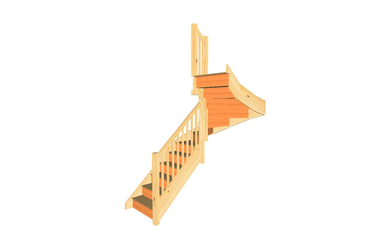 Right hand tight winding staircase S5W3W31N with handrail 3D perspective view