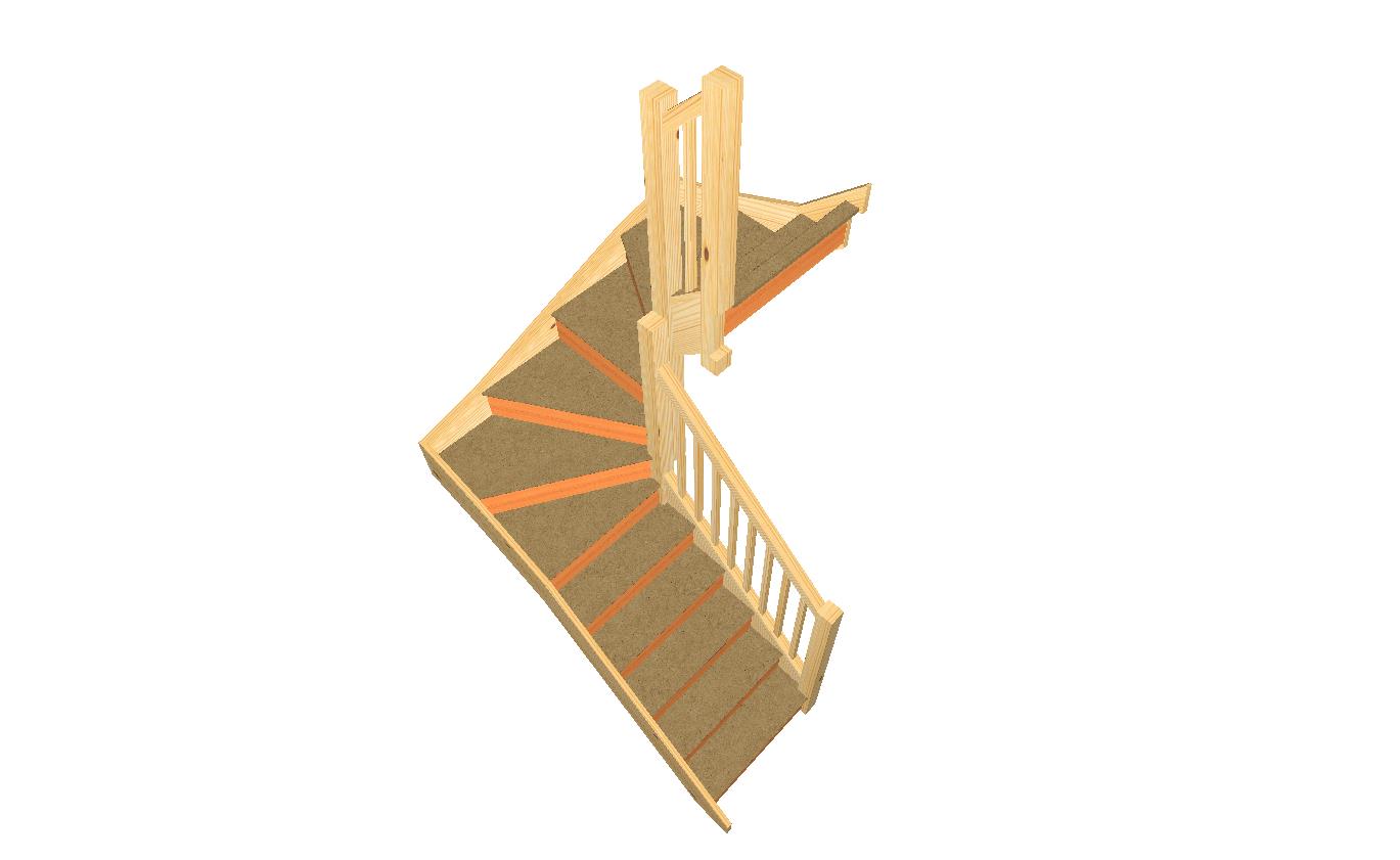 S5W3W31N right hand multi winder staircase compact layout with handrail