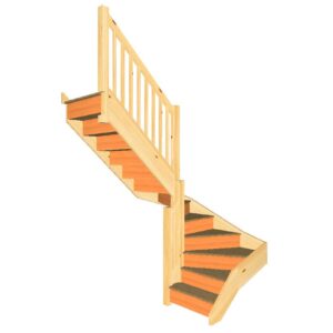 S1W3W35N left hand winder staircase kit with handrails