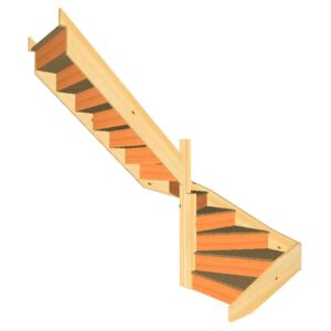 SW3W36N left hand 6 tread winder winding staircase with no handrails 3D view