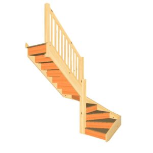 rade Range SW3W36N left-hand winding staircase with handrails shown as a 3D render
