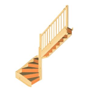 Trade Range SW3W36N right-hand winding staircase with balustrade shown as a 3D render